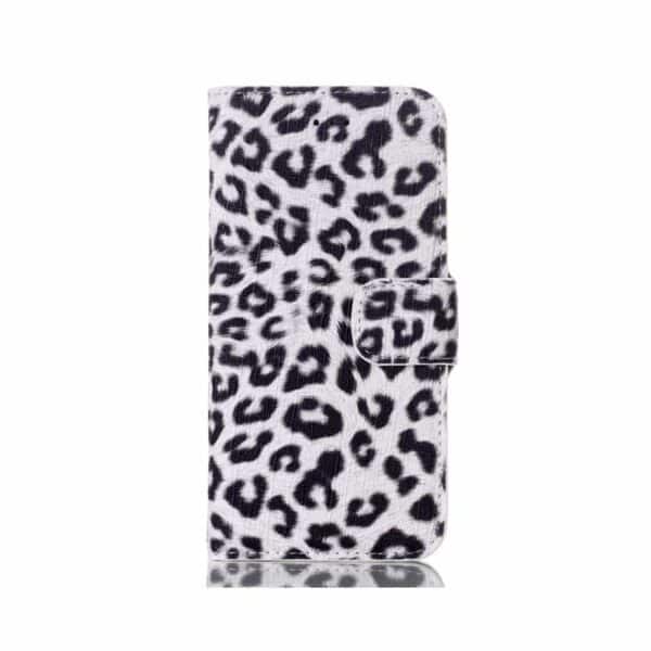 Iphone 7 - Leopard Mønster Pu Læder Cover Med Kortslots - Hvid