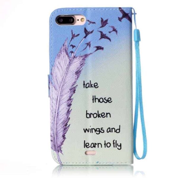 Iphone 7 Plus - Pung Stand Pu Læder Etui - Take Those Broken Wings And Learn To Fly