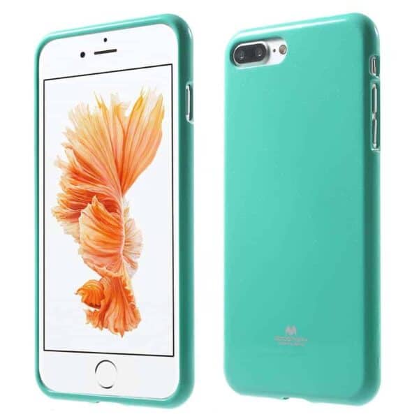 Iphone 8 Plus - Gummi Cover Med Funklende Pulver - Cyan