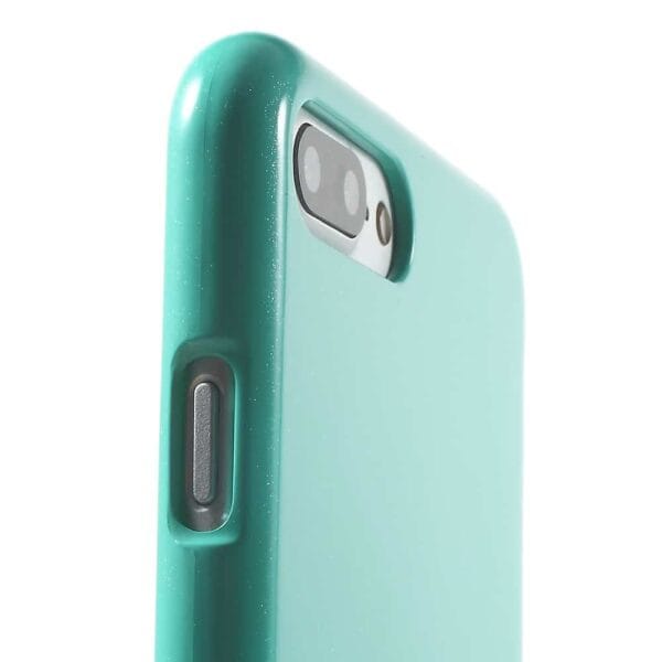 Iphone 8 Plus - Gummi Cover Med Funklende Pulver - Cyan