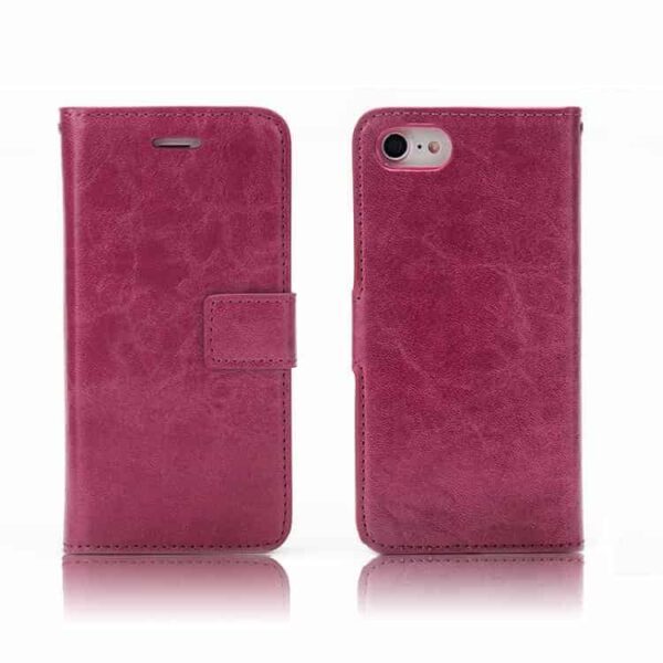 Iphone 7 – Pu Læder Cover Med Monterbar Tpu Back Og Kortslots – Rosa