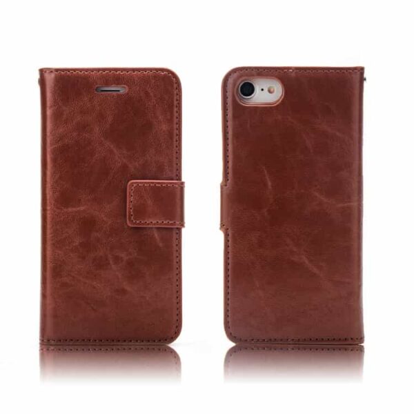 Iphone 7 - Pu Læder Cover Med Monterbar Tpu Back Og Kortslots - Brun