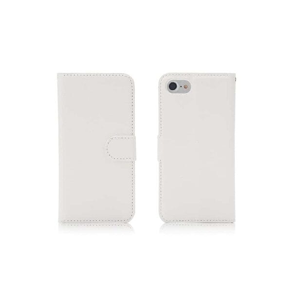 Iphone 8 - Kunstlæder Cover Pung Med Håndrem Og Kryds Textil - Hvid