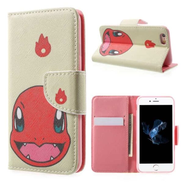 Iphone 6/6s - Pokemon Go Pu Læder Pung Stand Etui - Pocket Monster Charmander