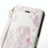 Iphone 7 Plus - Præget Sommerfugl Og Fe Krystal Dekoration Pu Læder Flip Cover - Hvid/rosa