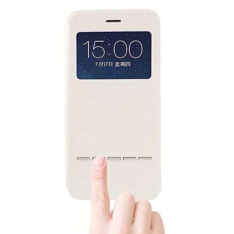 Iphone 8 Plus - Kunstlæder Etui Med Stå-funktion Og Vindue - Hvid