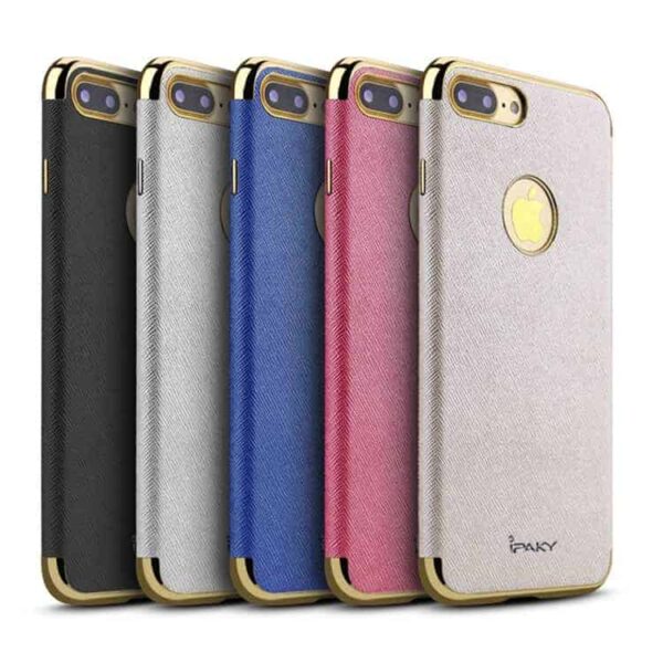 Iphone 7 Plus – Ipaky Kryds Tekstur Pu Læder Overtrukket Tpu Cover – Guldfarve