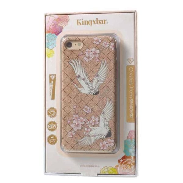 Iphone 7 - Kingxbar Dreamland Series Swarovski Krystal Pc Cover - Traner Og Drømmeblomster