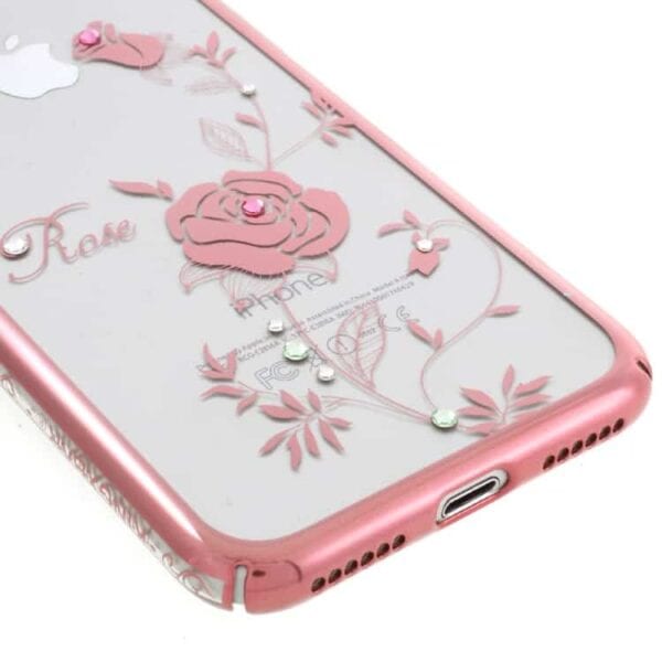 Iphone 7 - Kingxbar Swarovski Diamant Blomst Pc Cover Med Rosaguld Kant - Rose