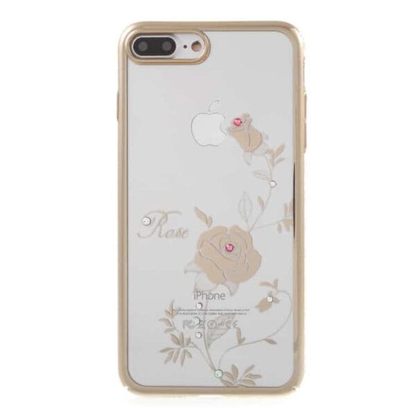 Iphone 7 Plus - Kingxbar Swarovski Diamant Blomst Pc Cover Med Rosaguld Kant - Rose