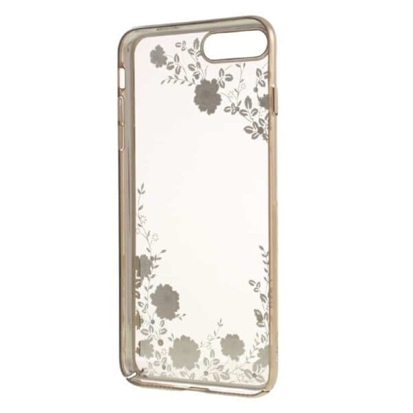 Iphone 7 Plus – Kavaro Blomster Mønster Swarovski Guldbelagt Pc Cover – Brun