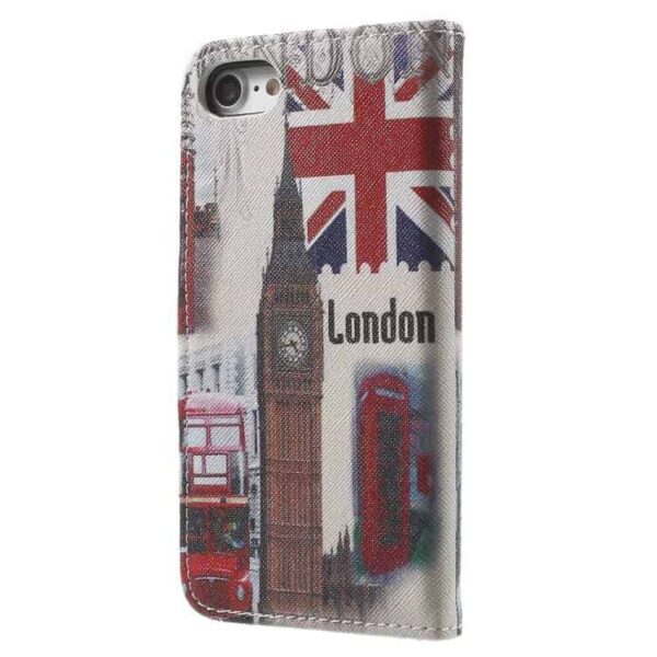 Iphone 7 - Mønstret Printet Pu Læder Pung Etui - Uk Flag Og Big Ben