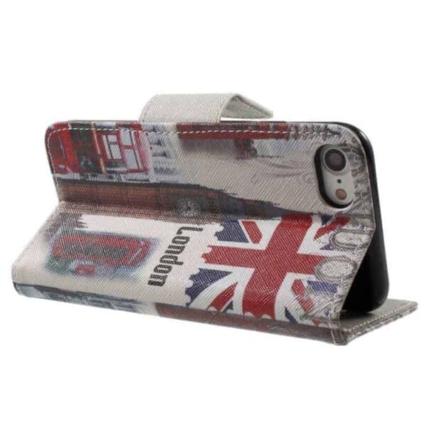 Iphone 7 - Mønstret Printet Pu Læder Pung Etui - Uk Flag Og Big Ben