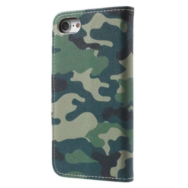 Iphone 7 - Mønstret Printet Pu Læder Pung Etui - Camouflage Mønster