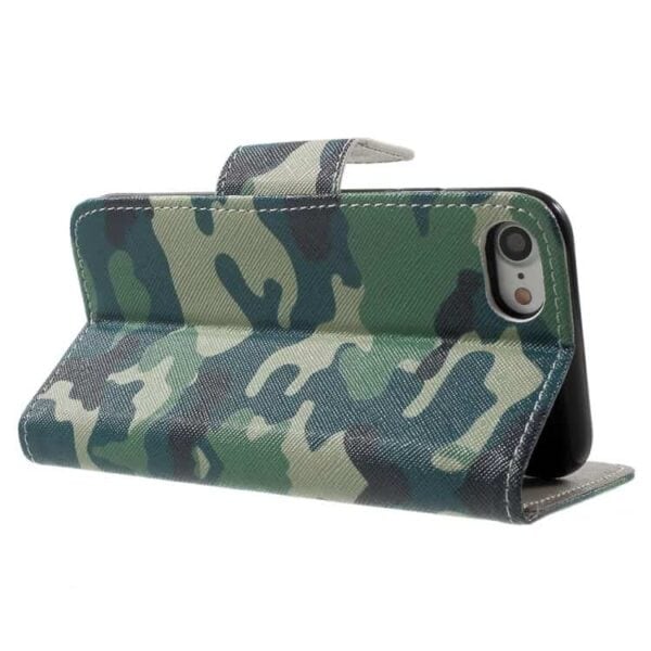 Iphone 7 - Mønstret Printet Pu Læder Pung Etui - Camouflage Mønster