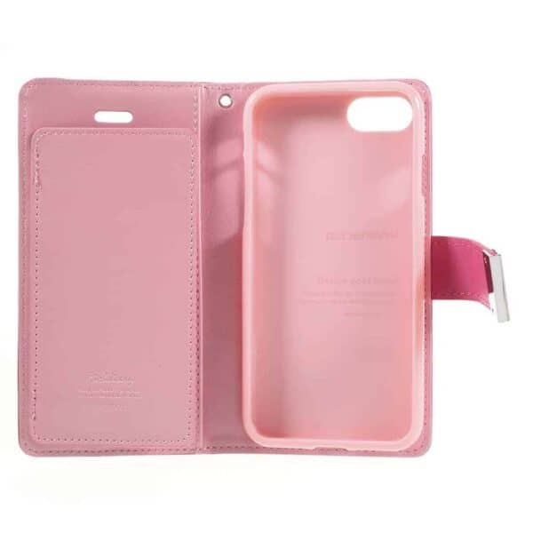 Iphone 8 - Kunstlæder Etui Med Kreditkort Holder Og Flip Design - Rosa