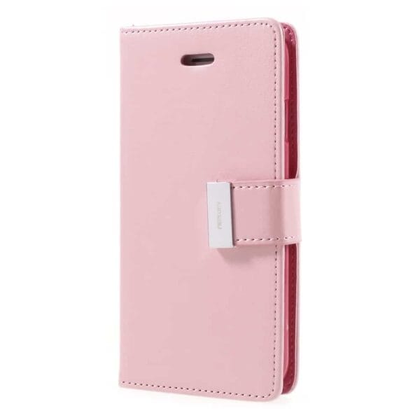 Iphone 8 - Kunstlæder Etui Med Kreditkort Holder Og Flip Design - Lyserød