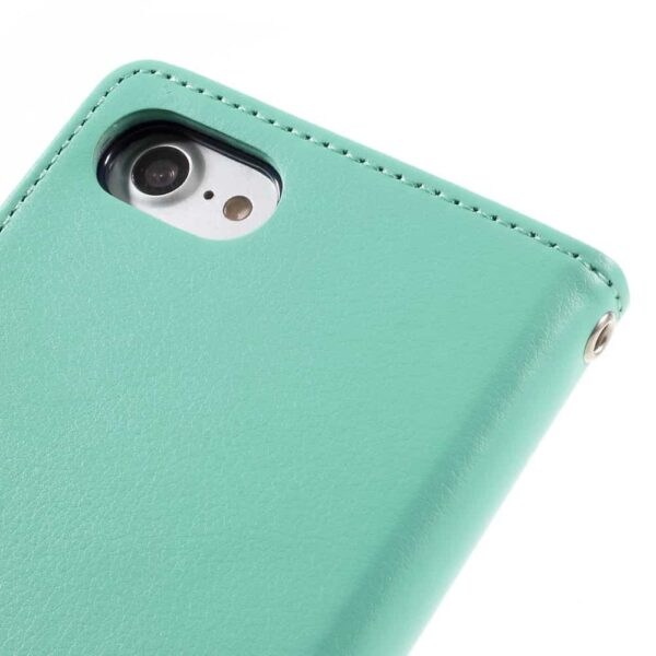 Iphone 8 - Kunstlæder Etui Med Kreditkort Holder Og Flip Design - Cyan