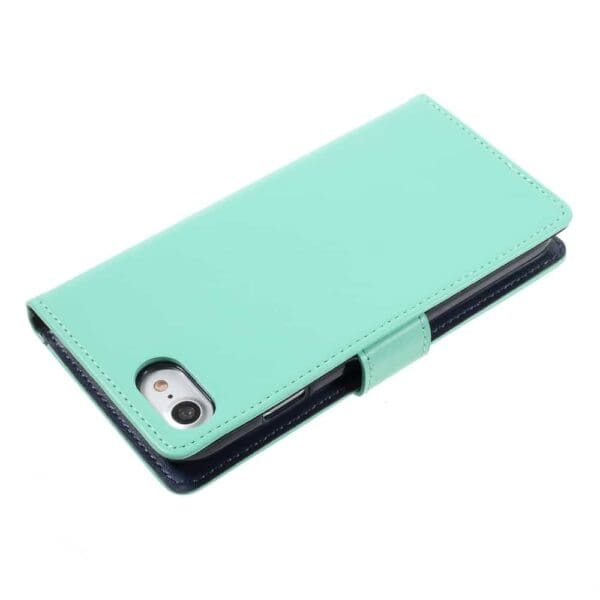 Iphone 8 - Kunstlæder Etui Med Kreditkort Holder Og Flip Design - Cyan