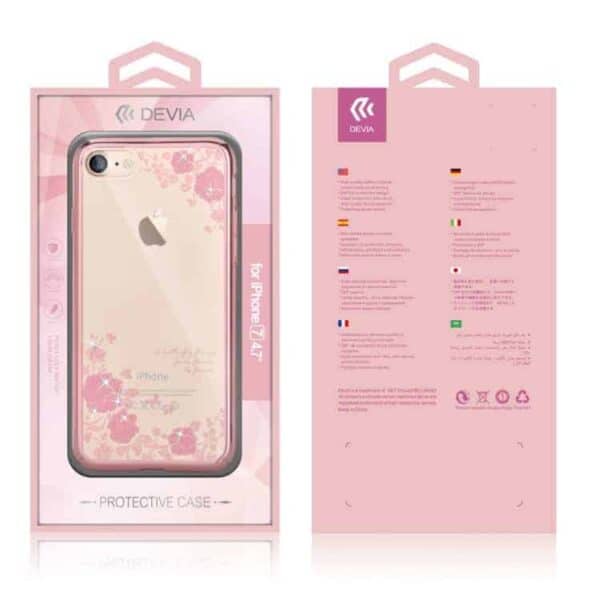 Iphone 7 - Devia Krystalbelagte Roser Pc Hard Cover - Rosaguld