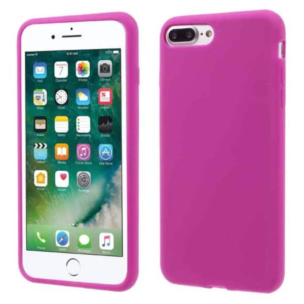 Iphone 8 Plus - Beskyttende Silikone Cover Med Mat Overflade - Rosa