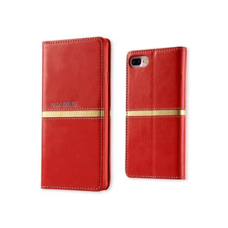 Iphone 8 Plus - Kunstlæder Etui Pung Med Elegant Look - Rød