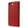 Iphone 8 Plus – Kunstlæder Etui Pung Med Funklende Pulver – Rød
