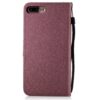 Iphone 8 Plus - Kunstlæder Etui Pung Med To-farvet Silke Textil - Vinrød