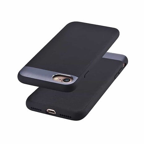 Iphone 7 - Comma Ægte Læder Overtrukket Hybrid Tpu Og Pc Cover - Sort