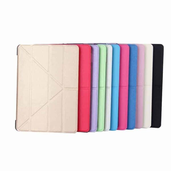 Ipad 9.7” (2017) (a1822, A1823) - Silke Tekstur Origami Stand Pu Læder Smart Etui - Hvid