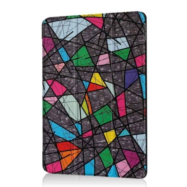 Ipad Pro 10,5" (2017) (a1701, A1709) - Printet Mønster Tri-fold Kunstig Læder Cover Med Stand - Farverigt Geometrisk Mønster