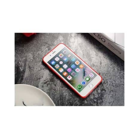 Iphone 8 Plus - Gummi Cover Med Marmor Mønster - Rød