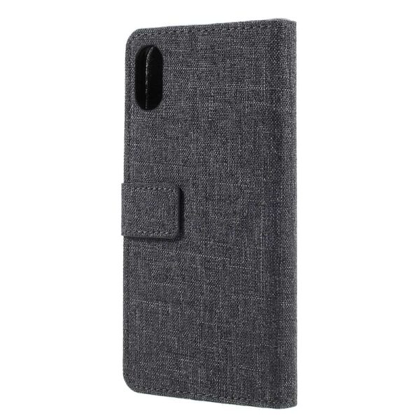 Iphone X - Kunstlæder Cover Med Tøj Textil - Sort