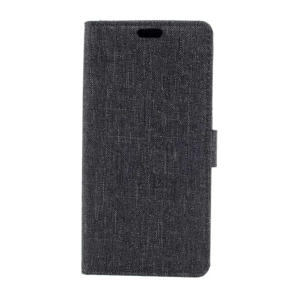 Iphone X - Kunstlæder Cover Med Tøj Textil - Sort