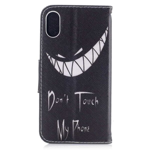 Iphone X - Kunstlæder Cover Pung Med Præget Mønster - Do Not Touch My Phone