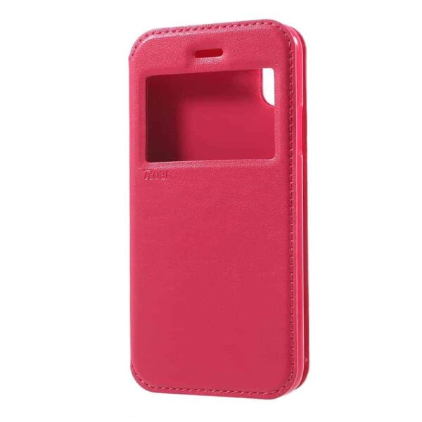 Iphone X - Kunstlæder Cover Med Vindue - Rosa