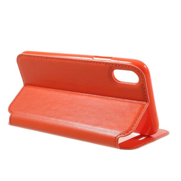 Iphone X - Kunstlæder Cover Med Vindue - Orange