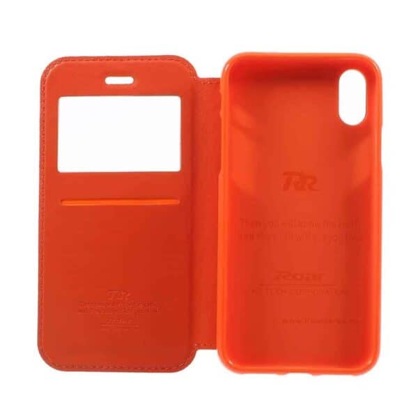 Iphone X - Kunstlæder Cover Med Vindue - Orange