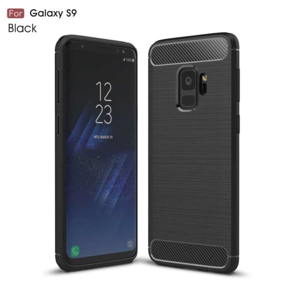 Samsung Galaxy S9 G960 Tpu Etui I Børstet Metal Look - Sort