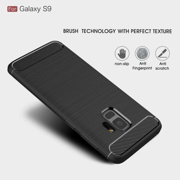 Samsung Galaxy S9 G960 Tpu Etui I Børstet Metal Look - Sort