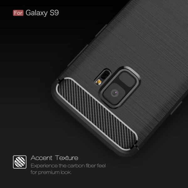 Samsung Galaxy S9 G960 Tpu Etui I Børstet Metal Look - Sort