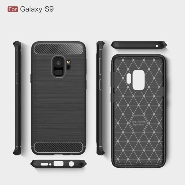 Samsung Galaxy S9 G960 Tpu Etui I Børstet Metal Look - Sort