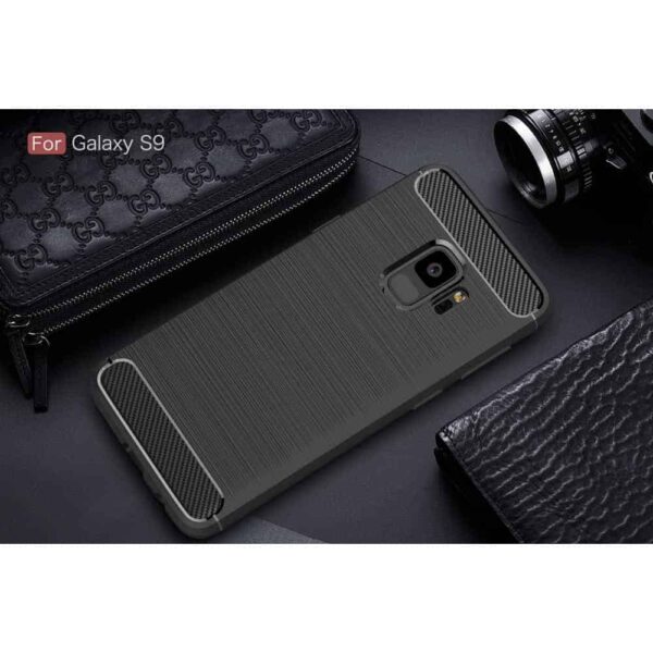 Samsung Galaxy S9 G960 Tpu Etui I Børstet Metal Look - Sort