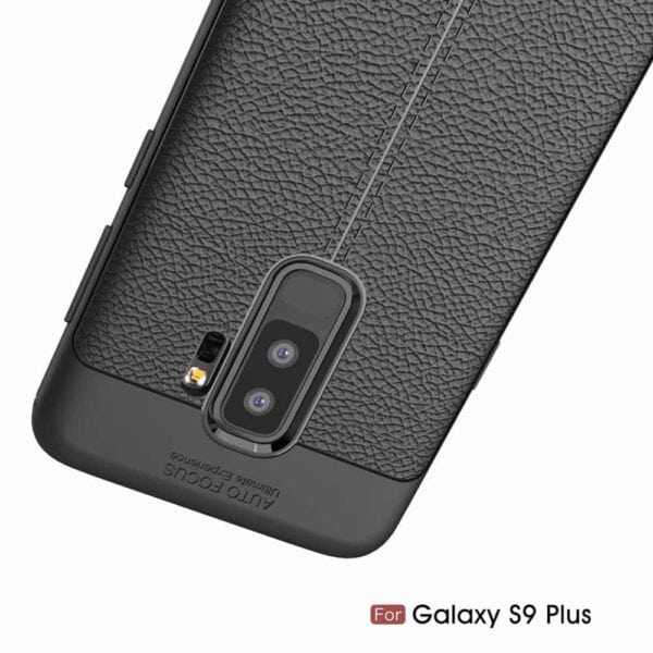 Samsung Galaxy S9 Plus G965 Tpu Etui Med Læder Look - Sort