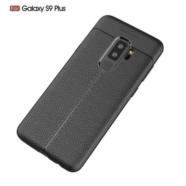 Samsung Galaxy S9 Plus G965 Tpu Etui Med Læder Look - Sort