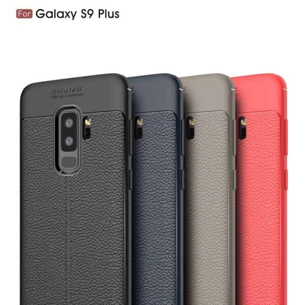 Samsung Galaxy S9 Plus G965 Tpu Etui Med Læder Look - Sort