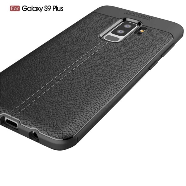 Samsung Galaxy S9 Plus G965 Tpu Etui Med Læder Look - Sort