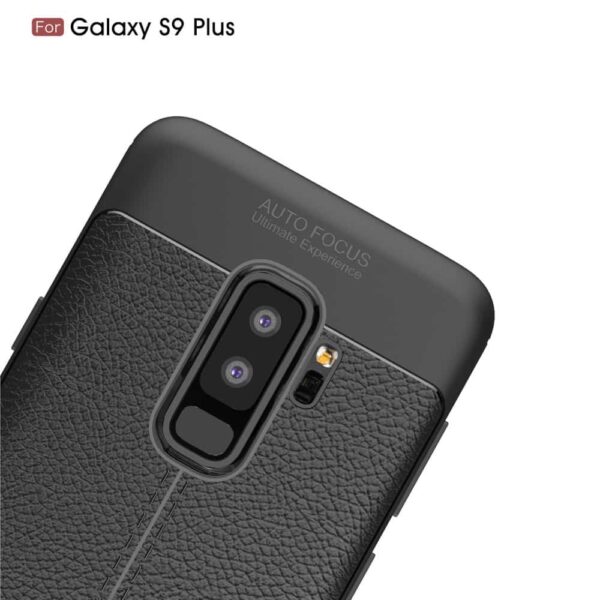 Samsung Galaxy S9 Plus G965 Tpu Etui Med Læder Look - Sort