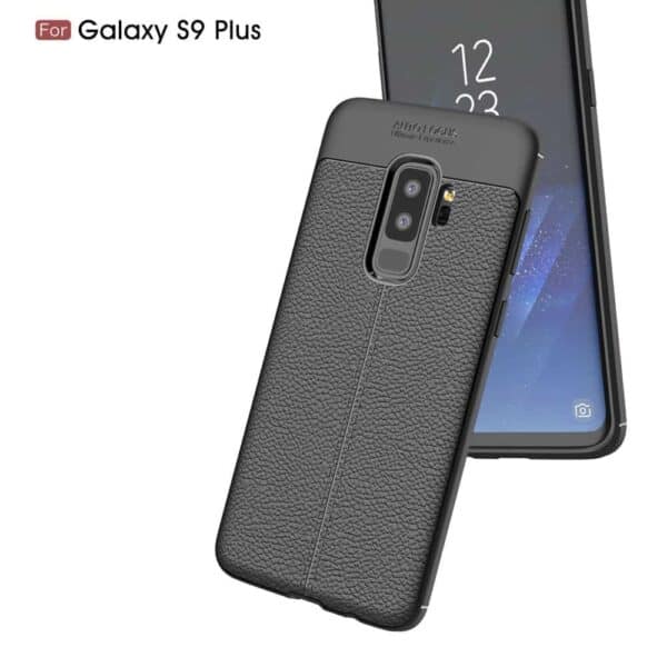 Samsung Galaxy S9 Plus G965 Tpu Etui Med Læder Look - Sort