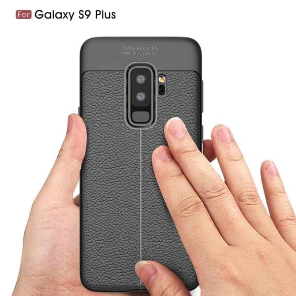 Samsung Galaxy S9 Plus G965 Tpu Etui Med Læder Look - Sort